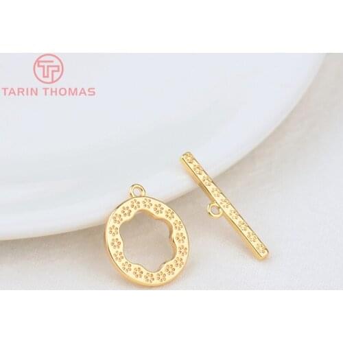 4 Sets O:14x16MM T:4x20MM 24K Gold Color Plated Brass Bracelet O Toggle Clasps High Quality Diy Jewelry Accessories