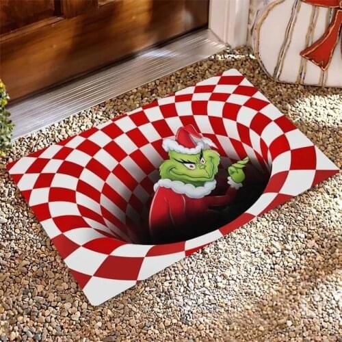 Grinch Vortex Illusion Doormat Living room coffee table entrance carpet, bedroom bedside mat, entrance mat Christmas mat