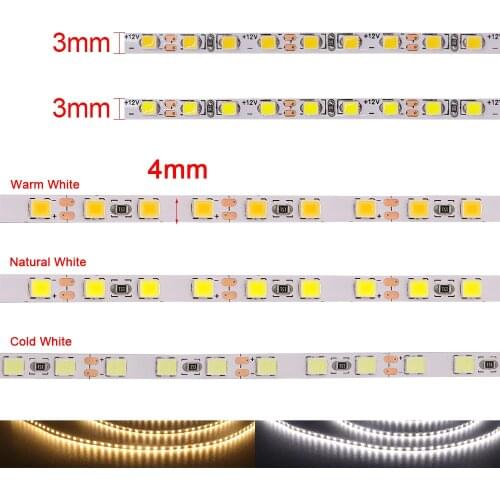 5m LED Strip 2835 SMD 120LEDs/m DC12V 4MM Flexible LED Rope Ribbon Tape LED Light Lamp 3mm SMD 2025 LED Strip
