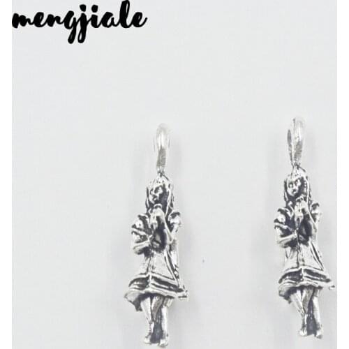 7pcs/lot Girl Charms Pendant DIY Jewelry Findings Antique Silver Tone 32x11mm