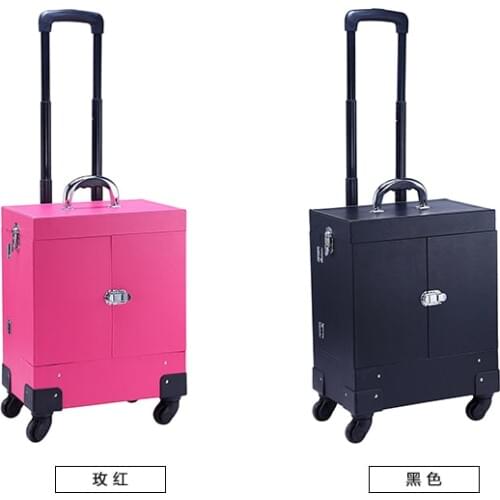 Aluminum Rolling Makeup Case Cosmetic Train Trolley Box Drawer