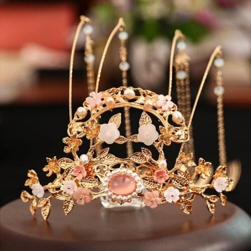 Antique Style Set Hairpin Classical tassel Bridal Crown Head Costume hair Ornament women Wholesale