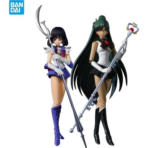 Bandai Original Sailor Moon Anime Figure Shf Sailor Saturn Meiou Setsuna Action Model Toy Collectible for Boys Gift