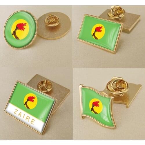 Coat of Arms of Zaire Zairian Map Flag National Emblem Brooch Badges Lapel Pins