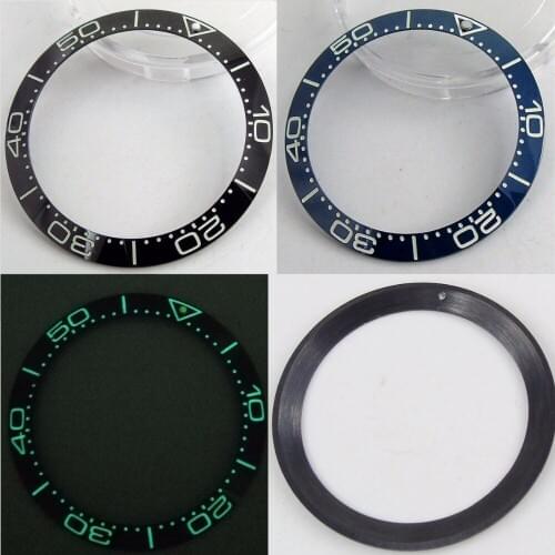 38mm black blue ceramic bezel insert green luminous white make for parnis watch made by parnis factory