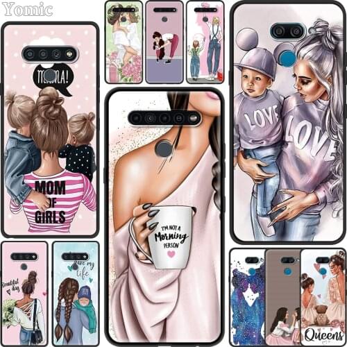 Baby Mom Girls Black Capas for LG K41s K61 K50 K50s G6 K40s K40 G7 G8 ThinQ K52 K42 K71 TPU Soft Cell Phone Cases Cover Cartoon