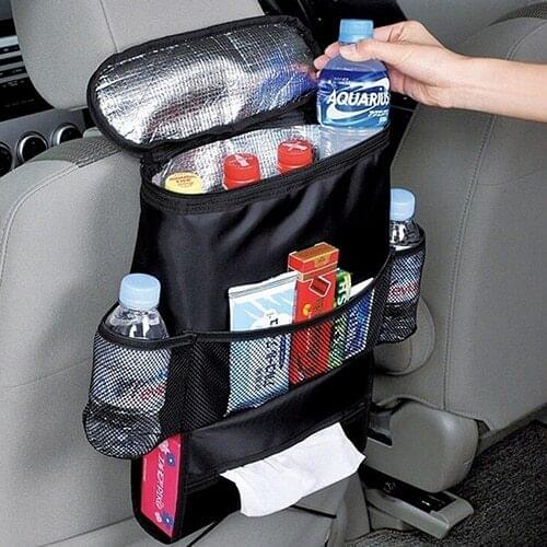 Black Car Seat Back Heat-Preservation Organizer Multi-pocket Travel Storage Bag