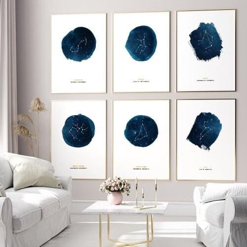 Twelve Constellations Poster Nordic Wall Painting for Living Room Decoration Pictures Art Canvas Home Decor Prints Kids Bedroom