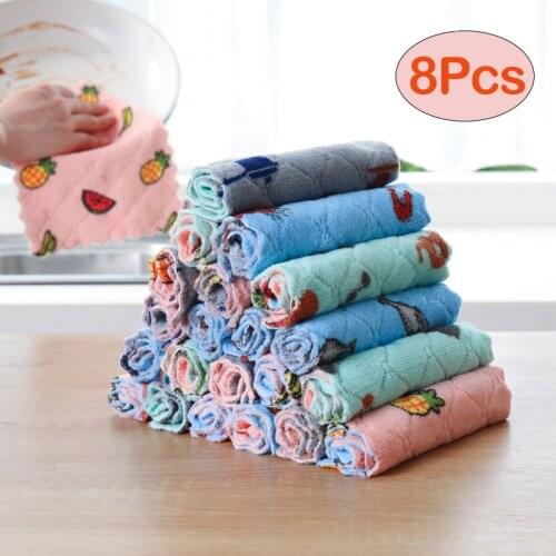 Double-Layer Kitchen Towels Absorbent Dish Cleaning Cloth Non Stick Oil Kitchen Wiping Rag Household Cleaning Tools