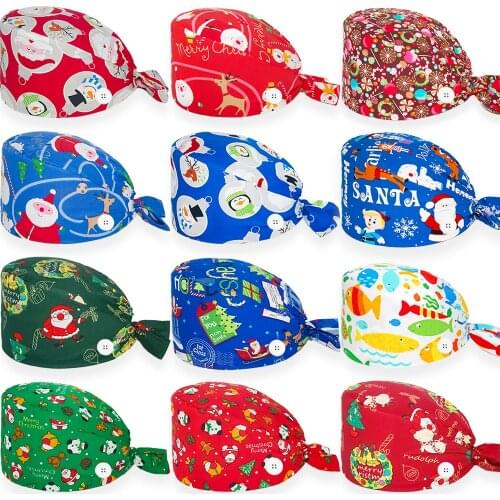 Cotton cartoon anime printing Doctor Nurse Work hats adjustable scrub hat pet nursing cap laboratory scrubs cap gorros quirofano