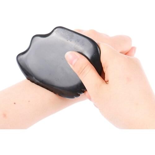 Black Stone Obsidian GuaSha Tool Face Care Slimming Scraper Board Sawtooth Head Massage Natural Stone Facial-Lifting Neck Beauty