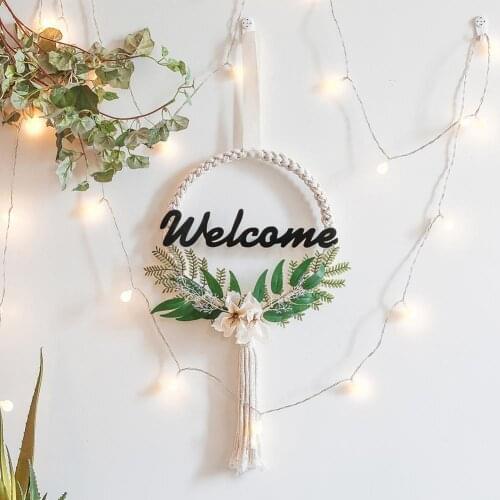 Flax Wreath Exquisite Wide Application Creative Letter Pattern Wreath Decor for Home