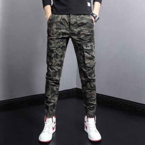 Camouflage Military Overalls Fashion Designer Men Jeans Casual Cargo Pants Streetwear Hip Hop Joggers Men Ankle Banded Trousers