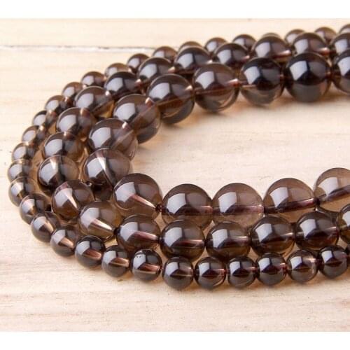 15.5" Natural Smoky Quartzs 4 mm 6 mm 8 mm 10 mm Round Beads Wholesale Polished Gray Crystal Loose Beads For DIY Making Jewelry