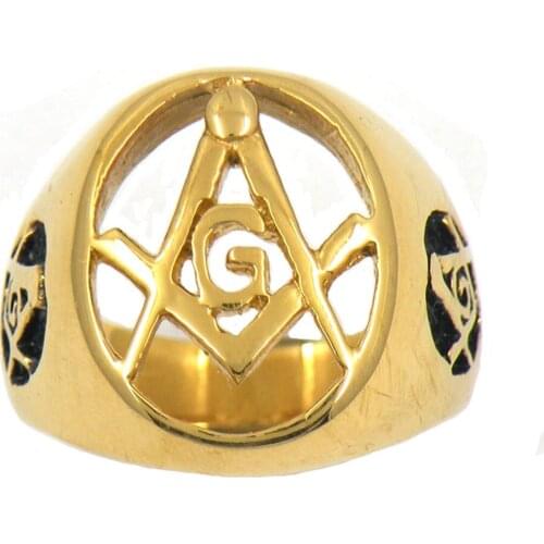 FANSSTEEL Stainless Steel Freemansory Jewelry Master Mason Square and Ruler Masonic Ring FSR11W82GB