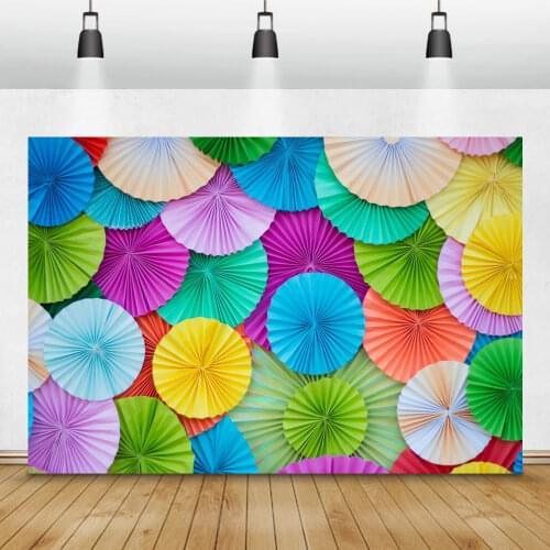 Laeacco Colorful Paper Umbrella Birthday Party Baby Shower Portrait Photography Backgrounds Photographic Backdrop For Photophone