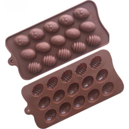 Hot 100pcs/lot 15 Holes Easter Eggs Chocolate Molds Silicone Form Cake Molds Bakeware Baking Dish High Temperature