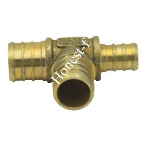 LTWFITTING Lead Free 1/2" x 3/4" x 3/4" Reducing PEX Tee, Brass Crimp PEX Fitting