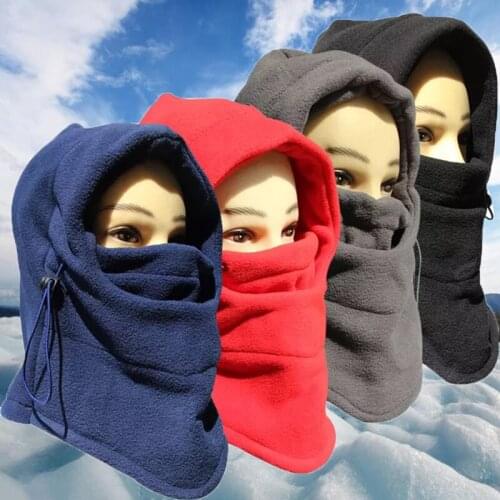 Fashion Fleece Thermal Beanies Cap Men Women Winter Hats Windproof Warm Fleece Balaclava Hat Hooded Neck Warmer Sport Hiking Cap
