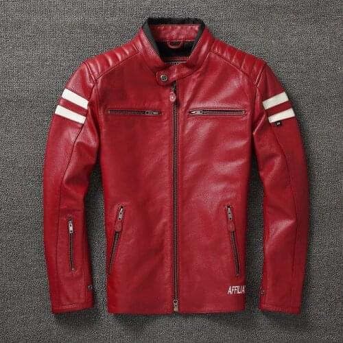 Autumn And Winter Man Leather Top Layer Leather Stand Collar Motorcycle Clothing Cycling Wear Leather Jacket