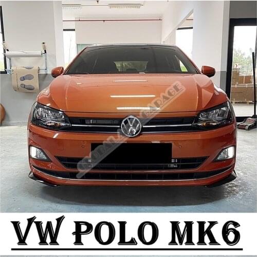 For VOLKSWAGEN POLO Front Bumper Attachment Lip 2009-2021 Piano Glossy Black Splitter Diffuser Universal Spoiler Bumper