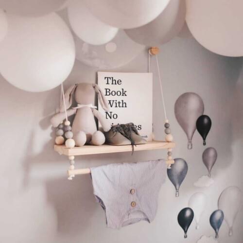 Nordic Style Wooden Beads Wall Hanging Shelf Swing Rope Floating Shelves Display Storage Rack Decor For Display Books