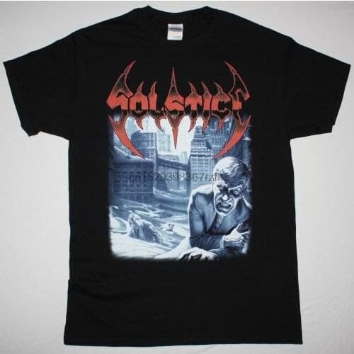 SOLSTICE 1992 DEATH THRASH METAL PESTILENCE RIGOR MORTIS GRAVE NEW BLACK T-SHIRT
