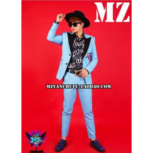 2020 New arrive Men clothing fashion DJ personality suit Slim Suits plus size formal dress singer costumes flash drill two-piece
