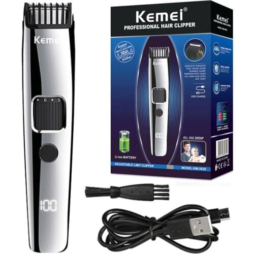 Kemei 203S Pro LCD display rechargeable adjustable beard trimmer electric hair trimmer hair cutting machine from 1mm to 10mm