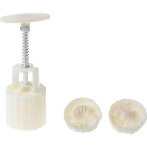 Plastic Mooncake Mold 63g 3D Cookie Cutter with 2 Stamp Chocolate DIY Bakeware 896A