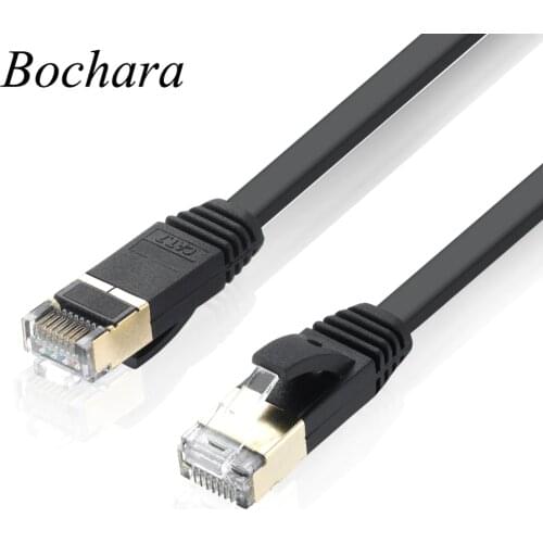 Bochara CAT-7 Ethernet Ultra Flat RJ45 Patch Cable for Modem Router LAN Network Gold Plated 1m 1.8m 3m 5m 10m 15m