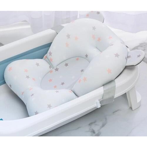 Newborn Bath Tub Seat Mat Shower Portable Bed Baby Shower Air Cushion Bed Non-Slip Bath Tub Net Mat Floating Pad Safety Seat