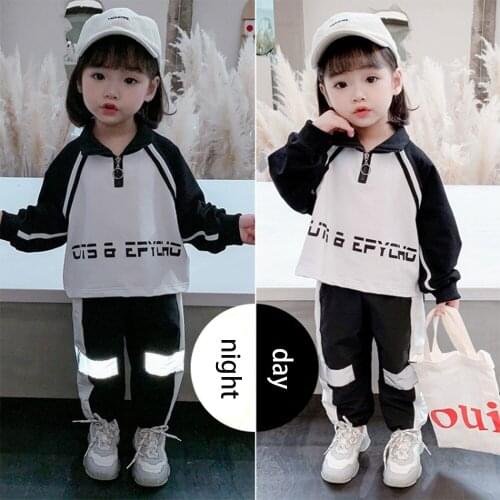 Matching Color Stand Collar Hoodie Two-Piece Boy And Girls' Leisure Sports Suits Childrens Clothing Kids Clothing