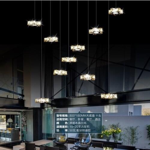 Led crystal chandelier living room lamp three bar chandelier modern minimalist rectangular creative star restaurant lights LED