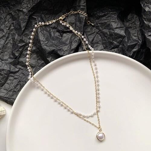 Vintage Elegant White Imitation Pearl Necklaces Korean Multilayer Pearl Necklace For Women Party Wedding Jewelry
