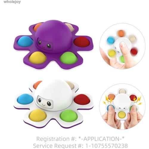 Rotating cartoon Octopus fidgety stress relief fingertip color gyroscope toy adult children gift