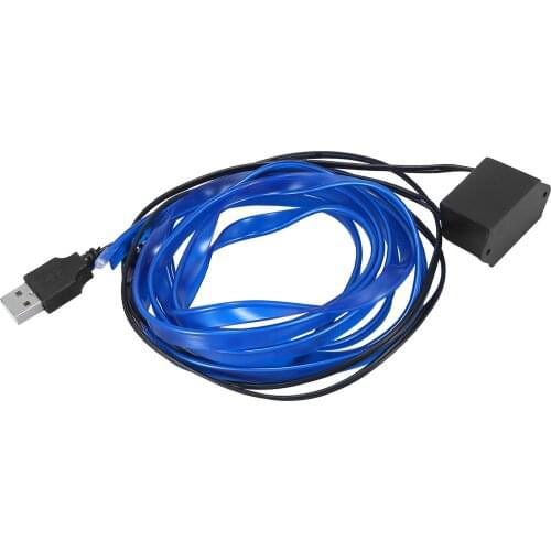 X Autohaux 2 Meter/6ft Interior USB EL Wire String Strip Blue Cold Light Set for Car