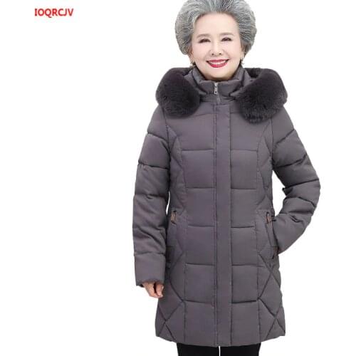 Middle-aged Women Down Cotton Jacket Winter Grandma Loose Warm Cotton Coat Old People Plus size Hooded Parka Overcoat 5XL W1205