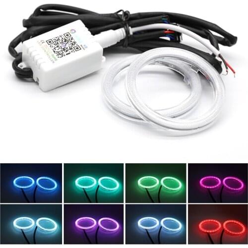 1 Set Car RGB Angel Eyes COB Halo Rings 60MM 70MM 80MM 90MM 100MM 110MM 120MM Cars Halo Rings Headlight Mobile APP With Cover