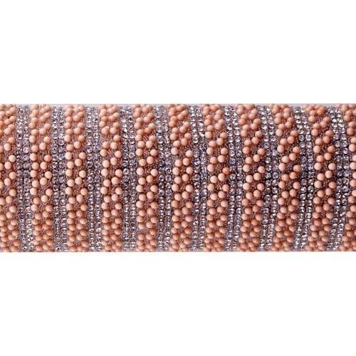 1Sheet Nude Beading Crystal Iron On Stickers Hotfix Rhinestones Triming Heat Transfer in Roll Applique Clothes Decorative T2493