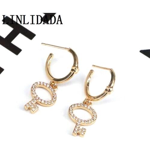 10Pairs Fashion Dangle Earrings Gold Color Cz Key Earrring Jewelry Delicate for Women Drop Earrings Gifts