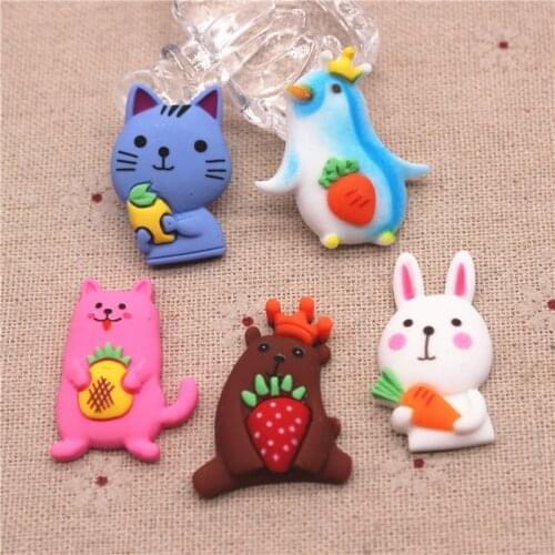 10pcs Kawaii New Resin Cartoon Animal Rabbit/Bear/Penguin Flatback Cabochons DIY Hair Bow Centers Scrapbooking Decoration