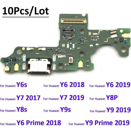 10Pcs USB Charging Port Dock Charger Connector Board Flex Cable For Huawei Y6 Y7 Y9 Prime 2017 2018 2019 Y6s Y6P Y7P Y8P Y8s Y9s