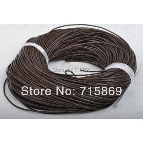 2.5 mm 100meters genuine leather cord Round Leather Cord Dark Coffee(Brown)Color