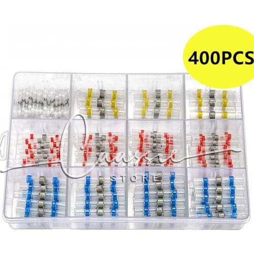 400PCS Solder Seal Wire Connectors,Waterproof Solder Wire Connectors,Heat Shrink Butt Connectors for Marine,Aircraft,Boat,Truck