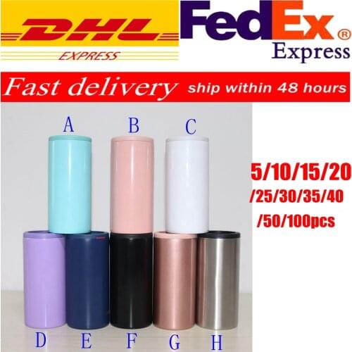 5/10/100pcs 12oz Slim Can Cooler Stainless Steel Beer Cold Keeper Double Wall Insulated Vacuum Cola Beverage Beer Can Holder