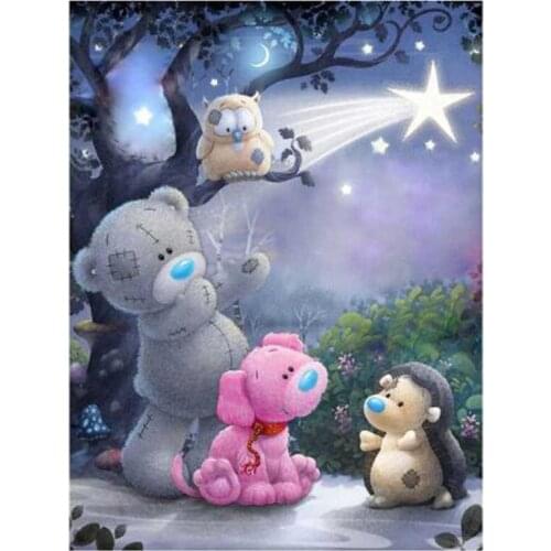 5D Full Diamond Painting Cute Bear Embroidery Cross Stitch Wall Mosaic Painting Rhinestone Living Room Decoration FH550