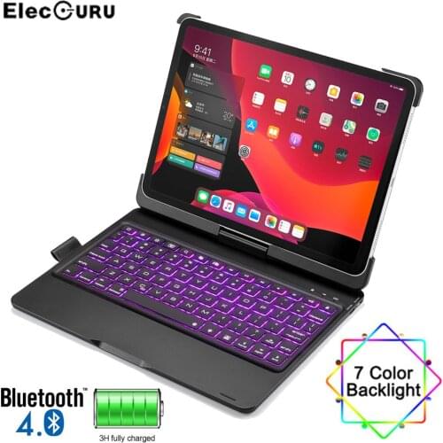 Tablet Keyboard Case for iPad Pro 11'' (2020/2018) 7 Colors LED Backlit Flip Wireless Bluetooth Keyboard with Protective Cover