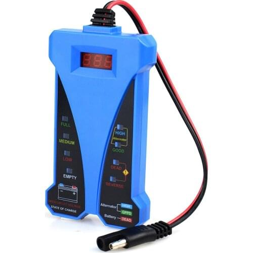 12V Digital LED Display Battery Tester Smart Alarm Battery Voltmeter Alternator Charging Analyzer With Clips for Car Motorcycle
