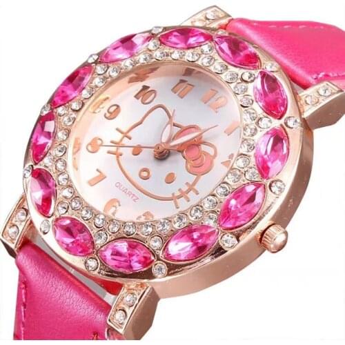 Children fashion cartoon personality female KT belt set diamond British female lovable student watch for children